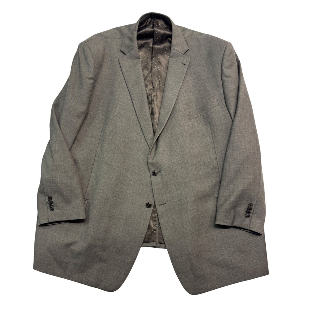 Joseph Abboud 56L 48x32 Tan Light Brown 2pc Pant Suit Wool Bespoke Flat Front - Picture 2 of 16